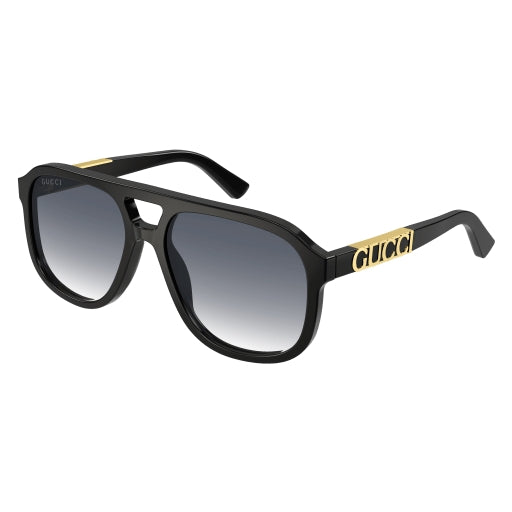 Gucci Aria Script Logo Pilot Sunglasses