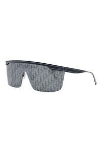 DiorClub M1U 00mm Shield Sunglasses, Alternate, color, SHINY BLACK / SMOKE MIRROR