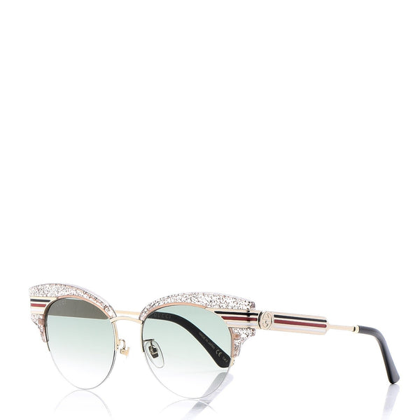 Gucci GG0283S Sylvie Web Cat-Eye Sunglasses - Beige Glitter Front