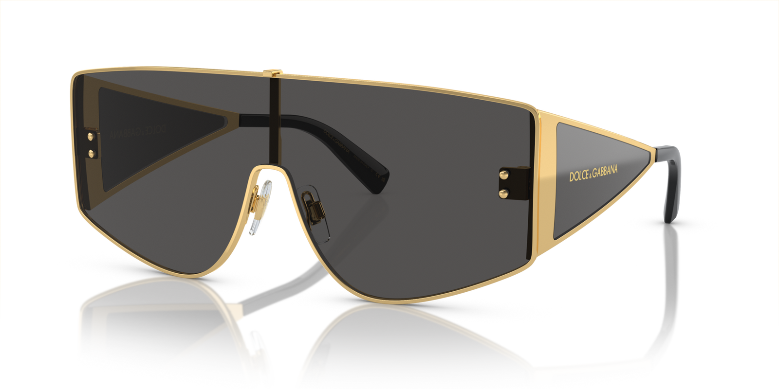 Dolce & Gabbana Logo Shield Metal Sunglasses