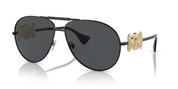 Versace VE2249 Round Metal Full-Rim Sunglasses - quarter view