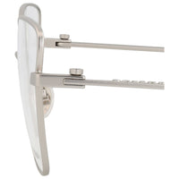 Balenciaga BB0170O 001 Silver Cat-Eye Metal Optical Frame - Close-up