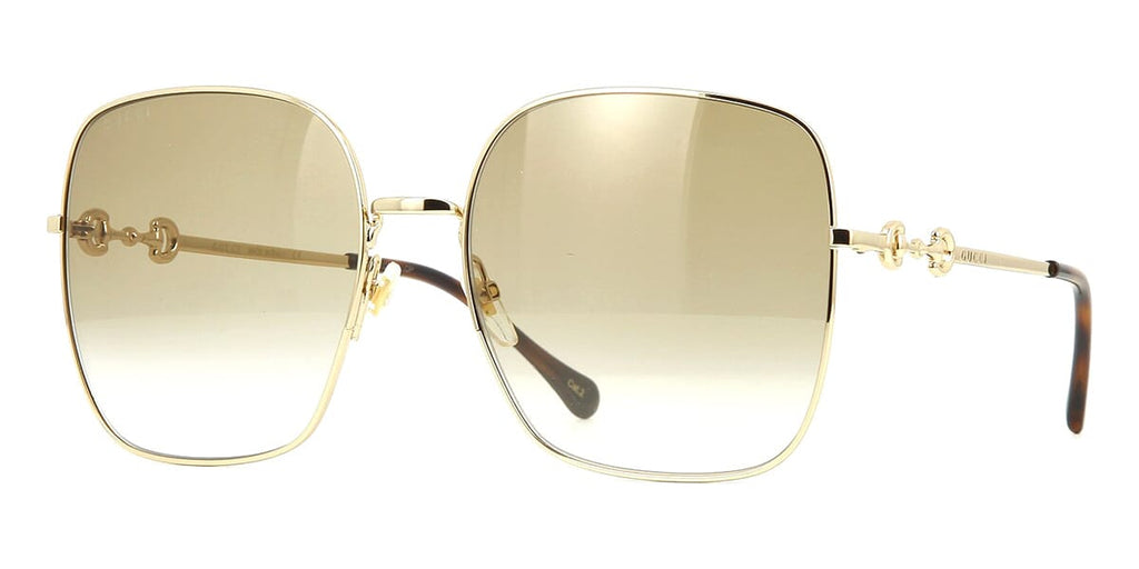 Gucci Horsebit Oversized Square Metal Sunglasses